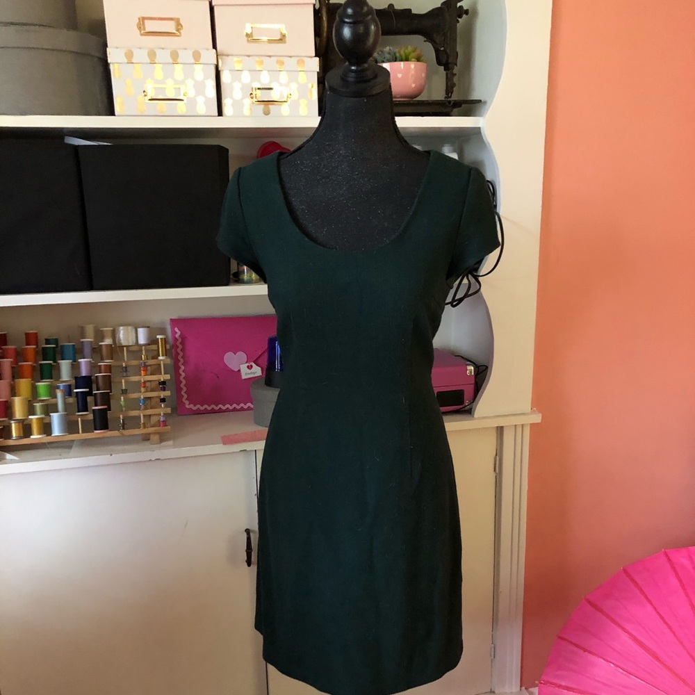 Retro Hunter Green Wool Wiggle Dress